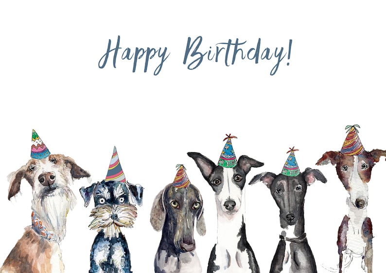 WindhundKarte Hund Geburtstagskarte Hund Karte alles Gute Etsy