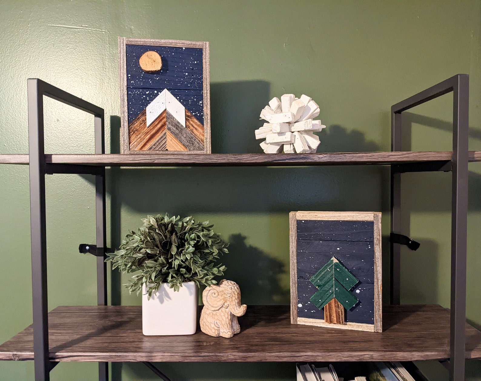 Rustic Mountain Wood Wall Art. Office Desk Decor. Shelf Decor. - Etsy