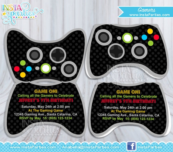 Gamer Xbox Invitations Control Game Truck Birthday Etsy