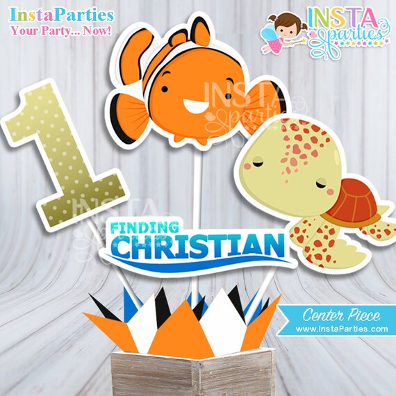 Nemo Centerpieces Birthday Party Finding Under The Sea Baby Etsy