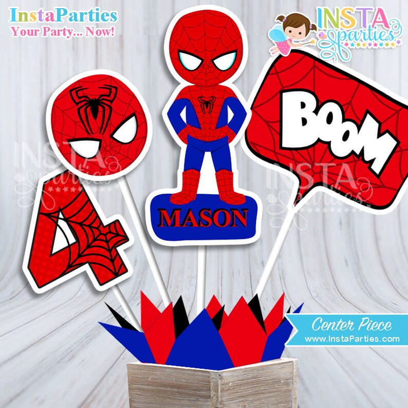 SpiderMan centerpieces Superhero centerpiece superheroes Etsy