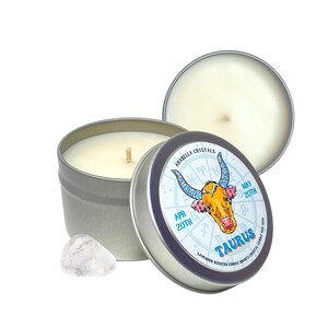 Taurus Zodiac Hidden Crystal Candle, Crystal Infused, Sparkling Candle for Zodiac, Astrology, and Crystal lovers, Birthday Gift for Zodiac