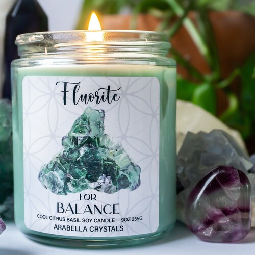 Chakra Healing Candle Jar / Vanilla Scented Crystal Candle / Etsy