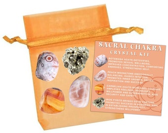 Sacral Chakra Crystal Kit: Carnelian, Moonstone, Agate, Pyrite