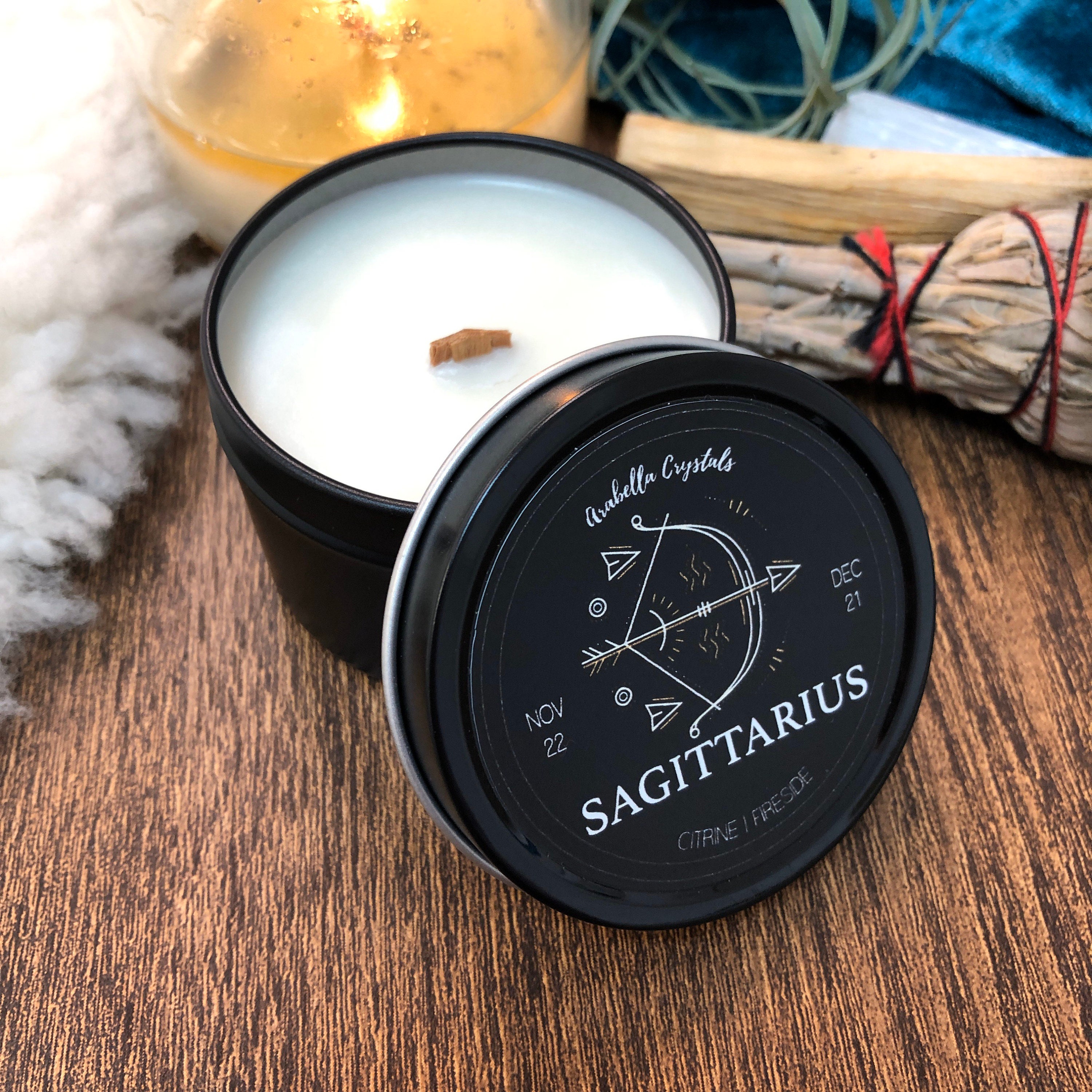 Sagittarius Zodiac Candle 4oz Etsy