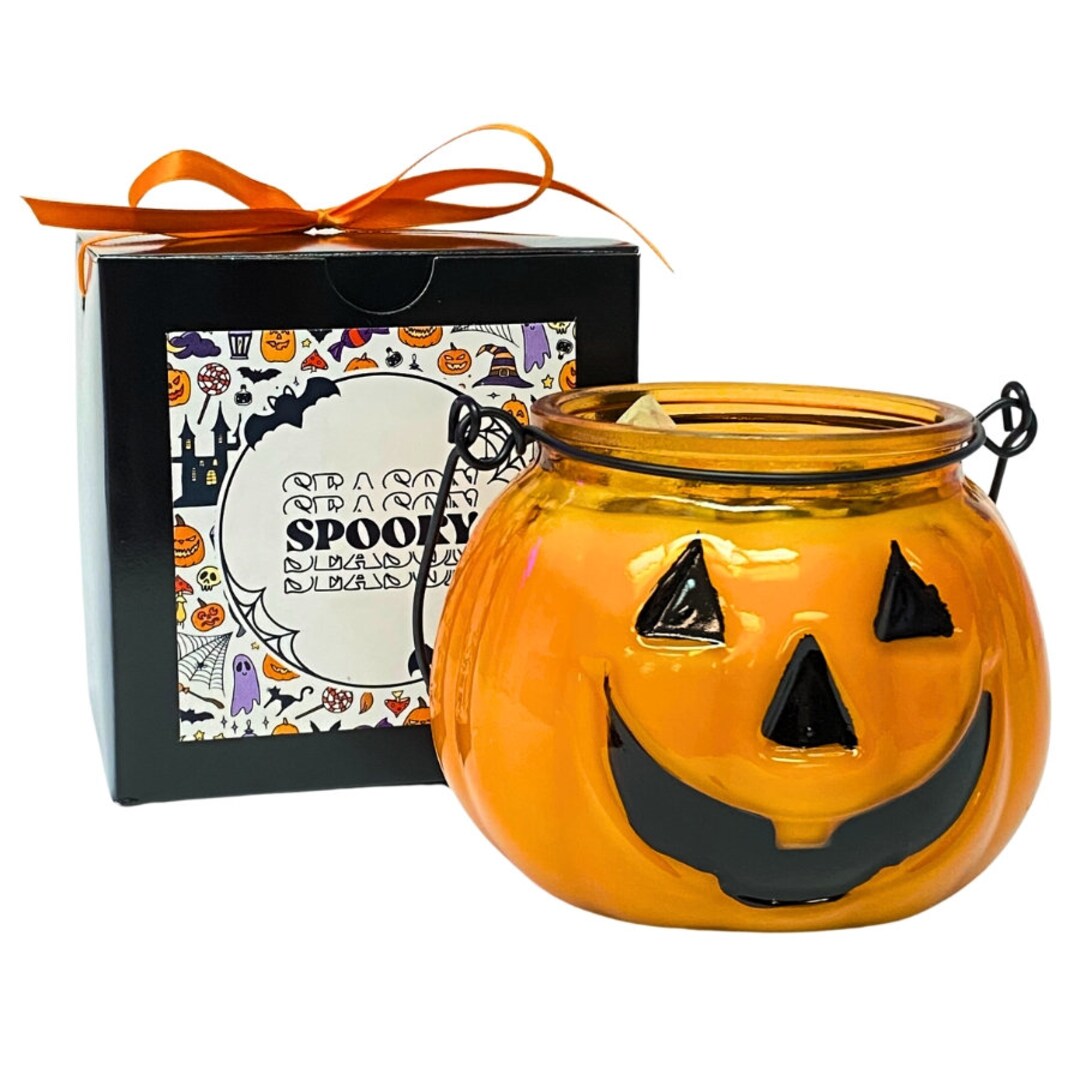 Jacko'lantern Candle / Halloween Candle With Crystals Etsy