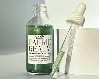 Faerie Realm Shimmer Oil: infuso di cristalli, profumo di muschio di violetta nera