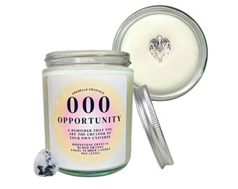000 Opportunity Angel Number Crystal Candle for Manifestation / Spiritual Gift / Meditation Candles / Angel Message Candle