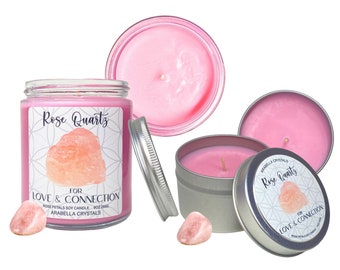 Rose Quartz Candle | Rose Petals Scented Soy Candle for Love