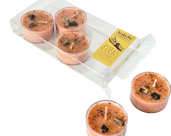 Palo Santo Tea Light Candle Set: Petrified Wood Topping