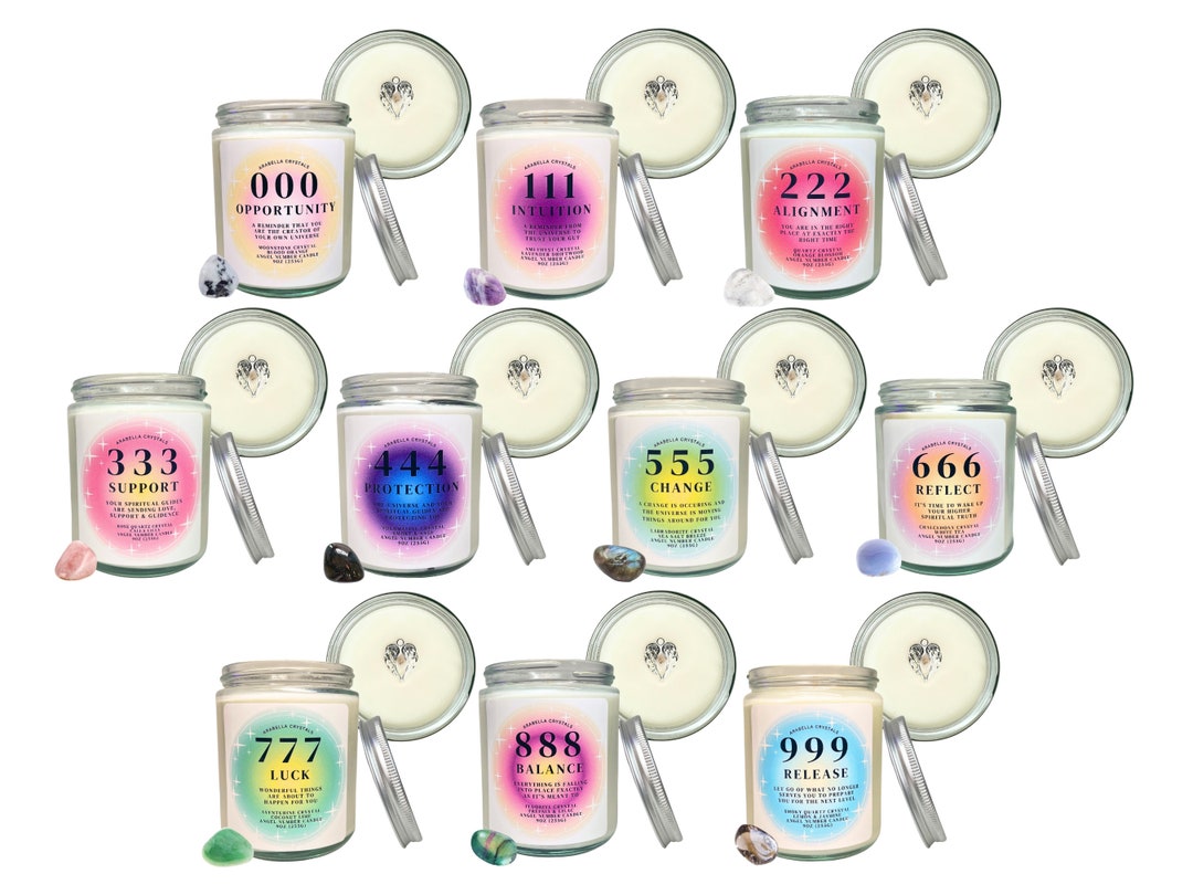 Angel Number Candle: Scented Soy Candle With Hidden Crystal - Etsy