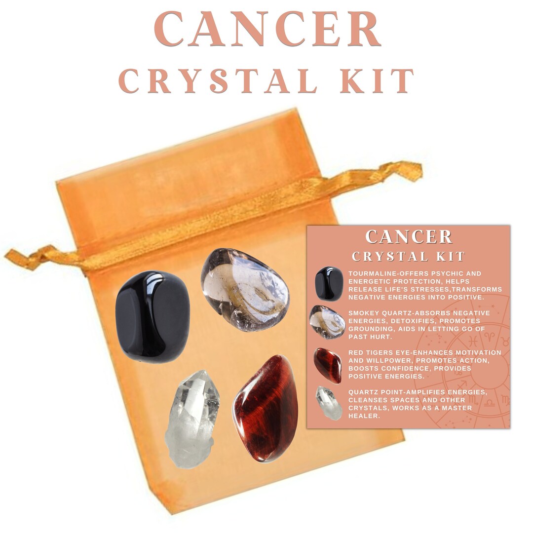 Cancer Zodiac Crystal Kit: Tourmaline, Quartz & Red Tiger Eye - Etsy