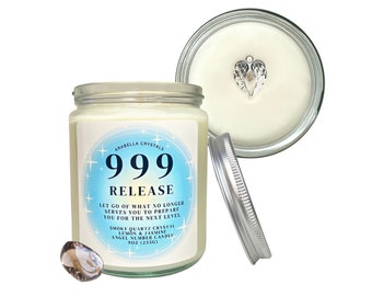 999 Release Angel Number Crystal Candle for Manifestation / Spiritual Gift / Meditation Candles / Angel Message Candle