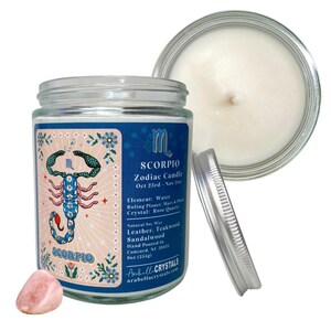 Scorpio Zodiac Hidden Crystal Candle, Crystal Infused, Sparkling Candle for Zodiac, Astrology, and Crystal lovers, Birthday Gift for Zodiac