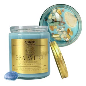 Sea Witch Ritual Candle Jar / Sea Minerals Mermaid Candle / Witchy Hand-Poured Soy Wax Candle