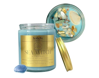 Sea Witch Ritual Candle: Sea Minerals, Seashells & Crystals
