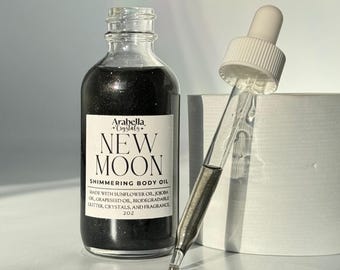 New Moon Shimmer Oil: met kristallen doordrenkte lichaamsolie met maansteen