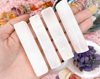 4 Selenite Crystal Sticks / Crystals for Gridding / Meditation Crystals / Cleansing Stones