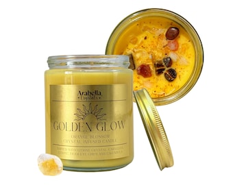 Golden Glow Candle: citrien, tijgeroog, sinaasappelbloesem sojawas