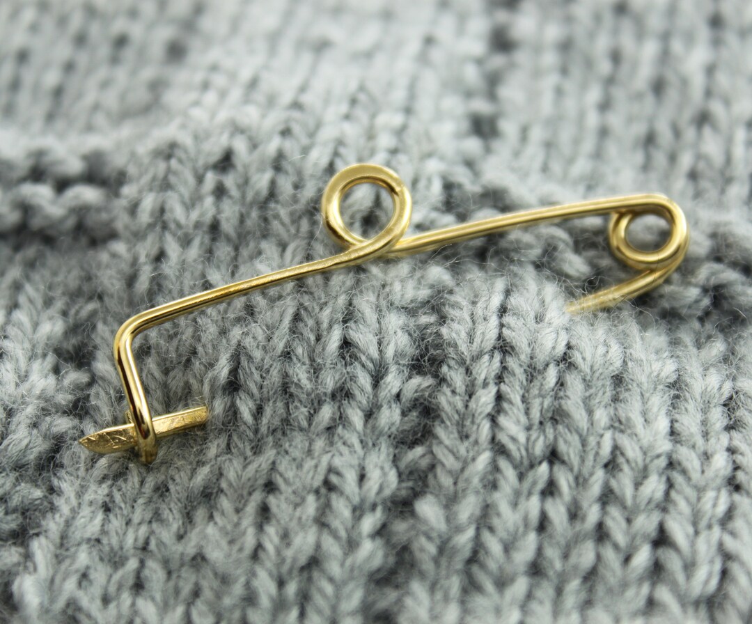 Minimalist Safety Pin Style Shawl Pin, Gold Tone Pin, Brass Metal Pin, Simple Cardigan Clip