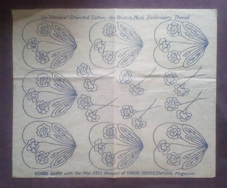 Floral Motifs Vintage Embroidery Transfer Sheet Good Needlework Magazine May 1933