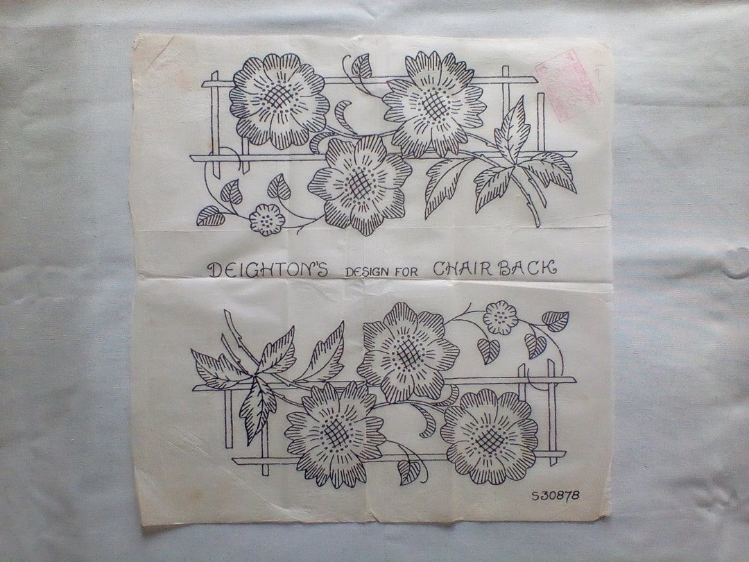 Floral Folk Art Chair Back Designs Deighton's Embroidery Etsy