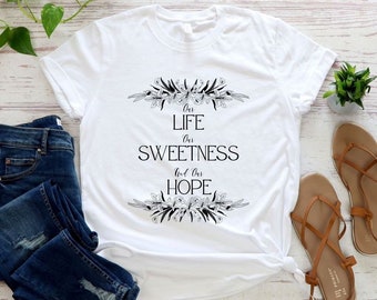 Our Life Our Sweetness And Our Hope Marian Design T-Shirt Rosary Virgin Mary Catholic Prayer Tee