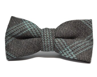 Bow Tie /& Pocket Square Set Stone Blue Birdseye Check Tie