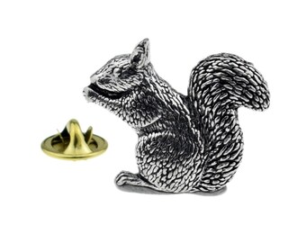 Squirrel Lapel Hat Cap Tie Pin Badge Grey Rodent Brooch