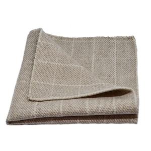 Beige Birdseye Check Pocket Square / Handkerchief