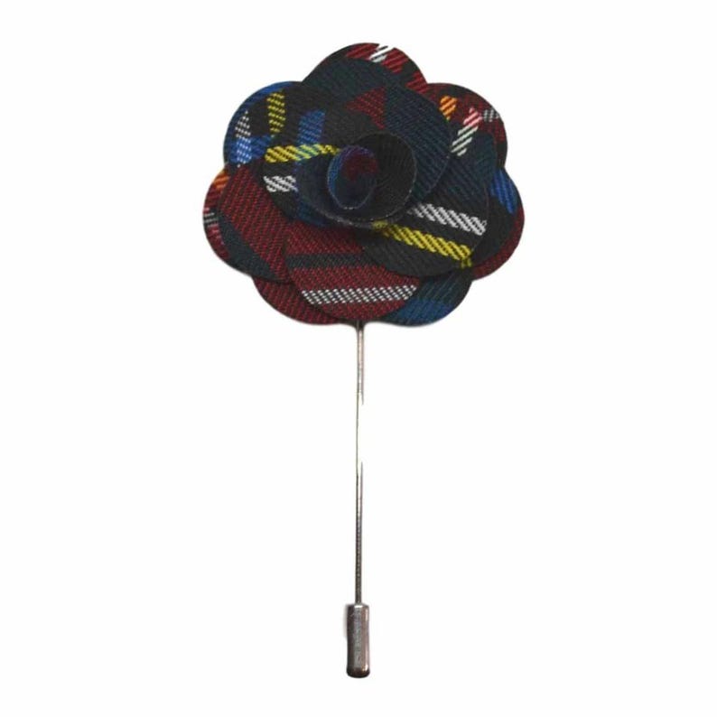 Tartan Flower Lapel Pin / Corsage / Buttonhole / Boutonnière - Red ...