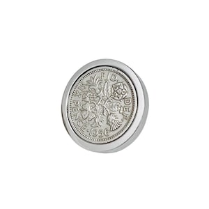 1956 British Polished Sixpence Lapel Pin / Badge / Brooch - 69th Birthday Christmas Present