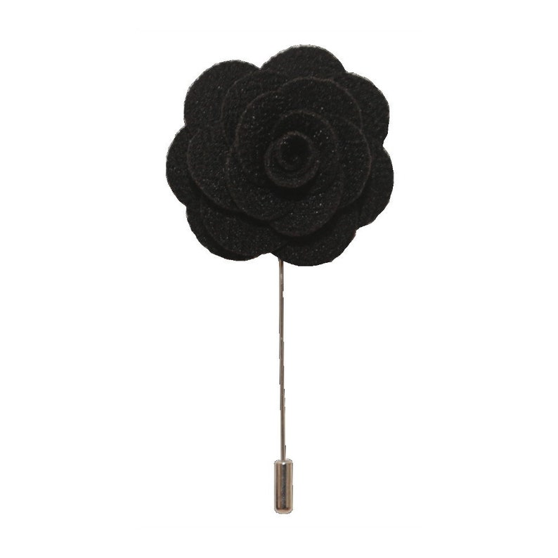 Black Handmade Flower/rose Lapel Pin - Etsy UK