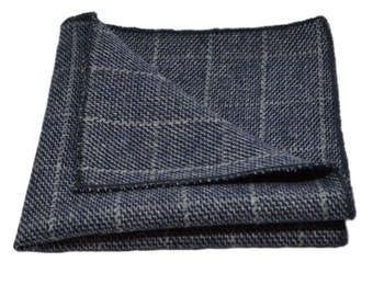 Stone Blue Birdseye Check Pocket Square / Handkerchief