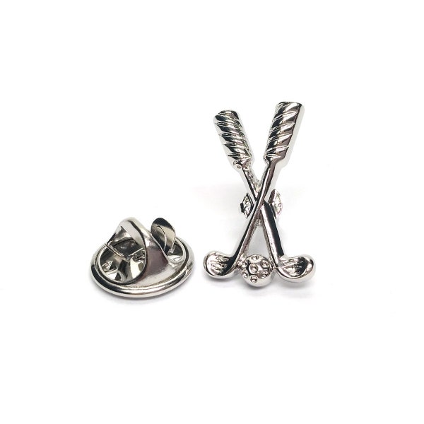 Golf Clubs & Ball Pewter Lapel Pin / Badge