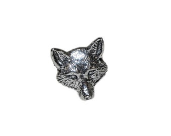 Fox Head Pewter Lapel Pin / Badge