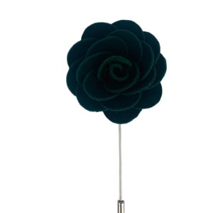 Dark Green Velvet Flower/Rose Lapel Pin / Corsage / Buttonhole / Boutonnière