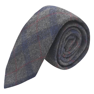 Grey & Blue Check Tie / Necktie