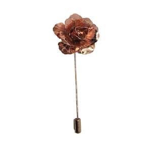 Rose Gold Metal Flower/Rose Lapel Pin / Corsage / Buttonhole / Boutonnière
