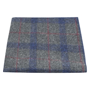 Grey & Blue Check Pocket Square / Handkerchief