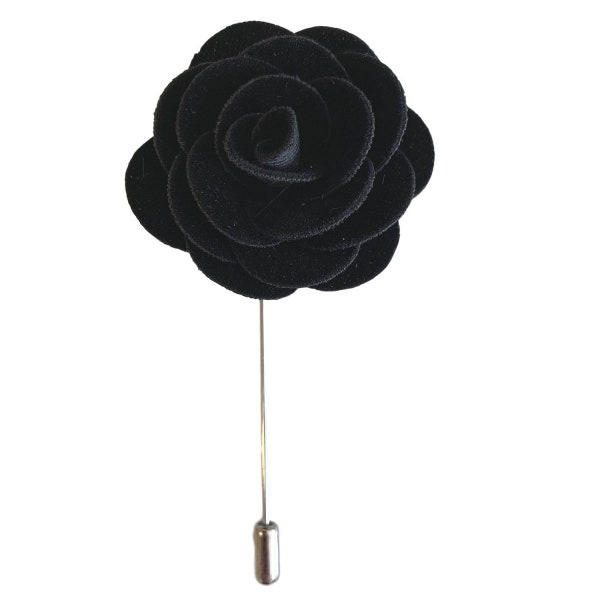 Black Velvet Flower/Rose Lapel Pin / Corsage / Buttonhole / Boutonnière