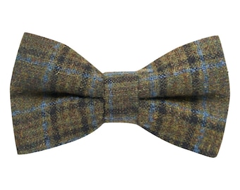 Olive Green & Brown Check Bow Tie