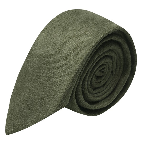 Dark Olive Green Suede Tie / Necktie