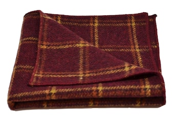 Heritage Warm Red Check Pocket Square / Handkerchief