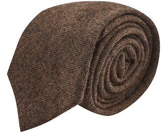 Cravatta marrone in tela di iuta Highland Weave e fazzoletto da taschino opzionale