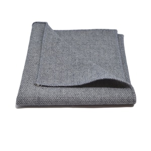 Silver Grey Herringbone Pocket Square / Handkerchief