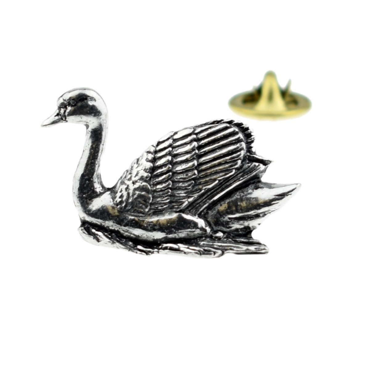 Swan Pin ~ Antiqued Pewter ~ Lapel Pin 