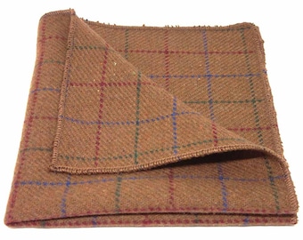 Heritage Check Rustic Brown Pocket Square / Handkerchief