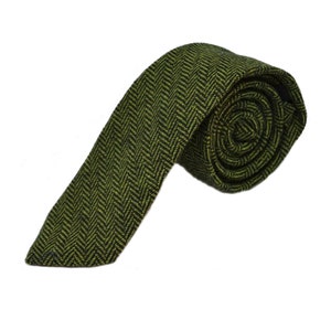 Pickle Green & Black Herringbone Tie