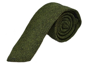 Pickle Green & Black Herringbone Tie